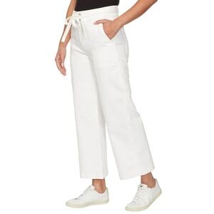 Hudson Women's White Wide-Leg Belted Jeans, Cream